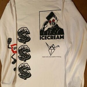Icecream White and Black Graphic Long Sleeve Tee